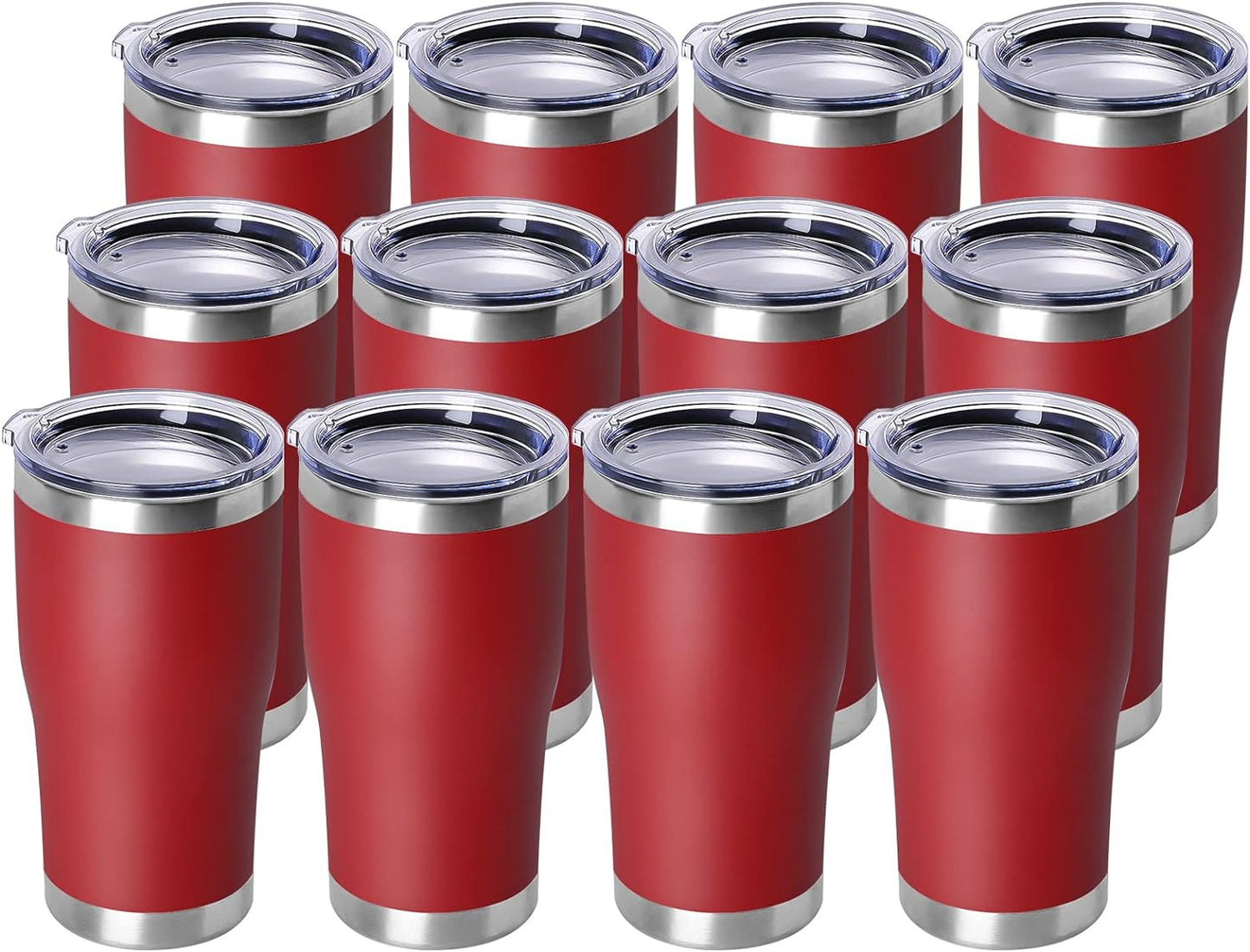 DOMICARE 20oz Tumbler with Lid Stainless Steel Tumblers Bulk, Double Wall Vacuum Insulated Coffee Travel Mug Powder Coated Tumbler, 8 Pack Purple