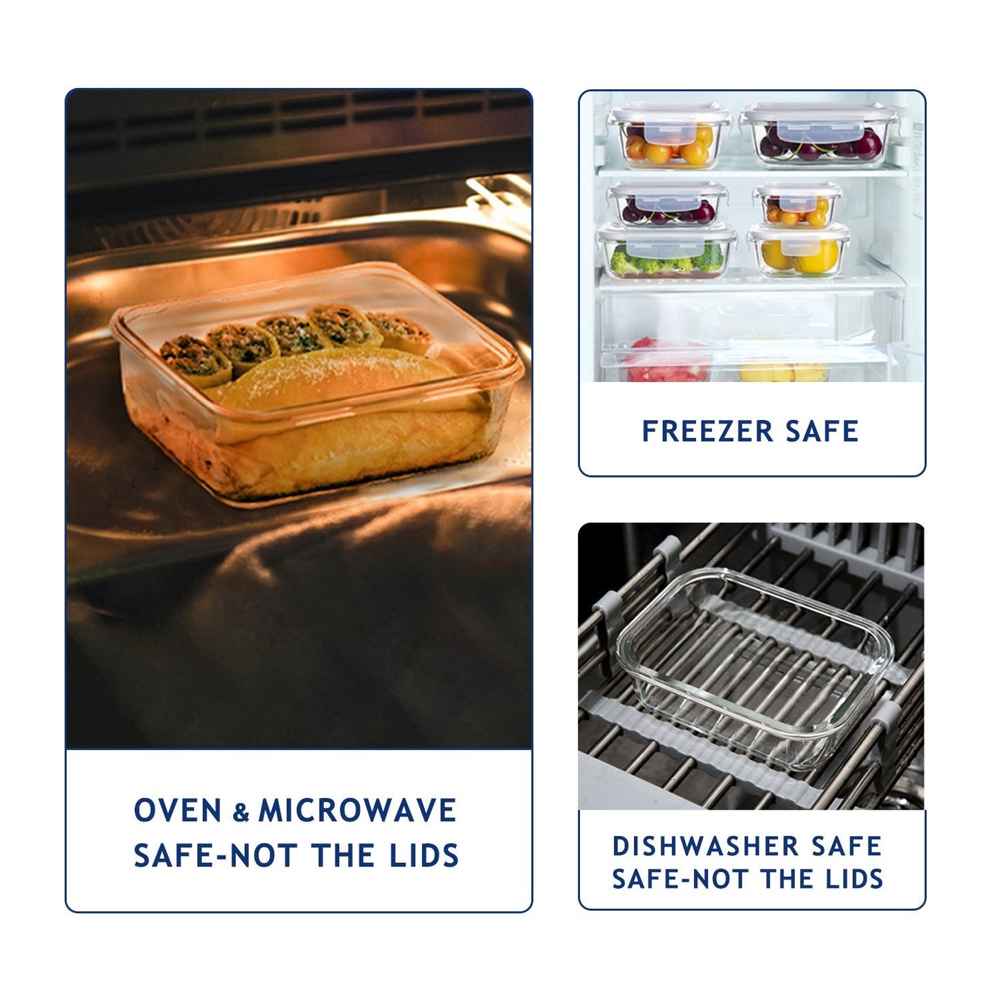 Bayco Glass Storage Containers with Lids, 9 Sets Glass Meal Prep Containers Airtight, Glass Food Storage Containers, Glass Containers for Food Storage with Lids - BPA-Free & Leak Proof