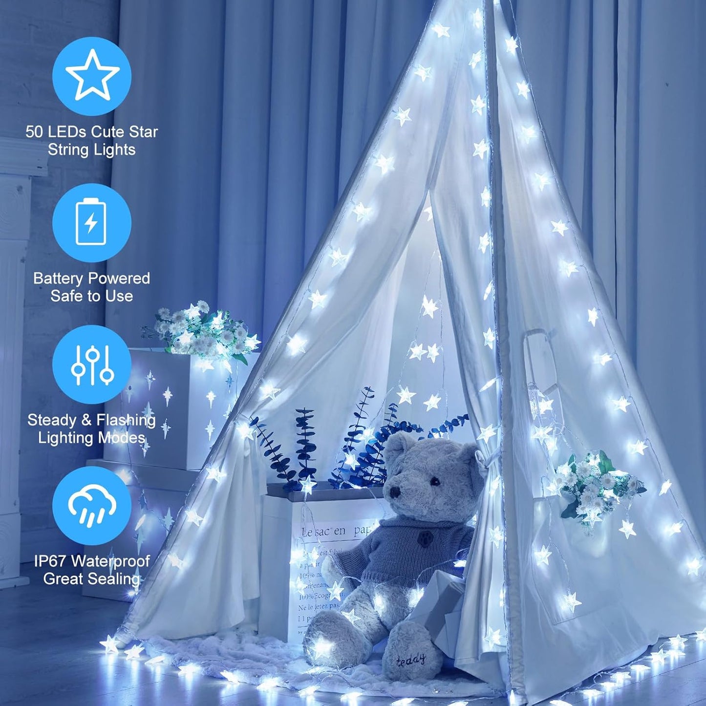 200 LED Fairy Lights with Remote & Timer - 16.4Ft Silver Wire Twinkle Lights for Indoor Christmas, Wedding & Party Decor