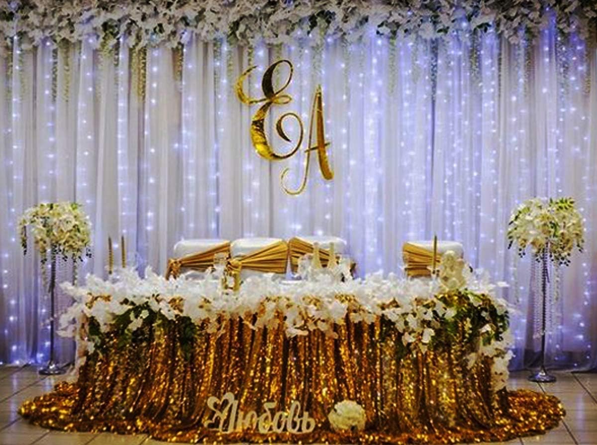 300 LED Twinkle Star Curtain String Lights - Warm White for Wedding, Home & Garden Decor