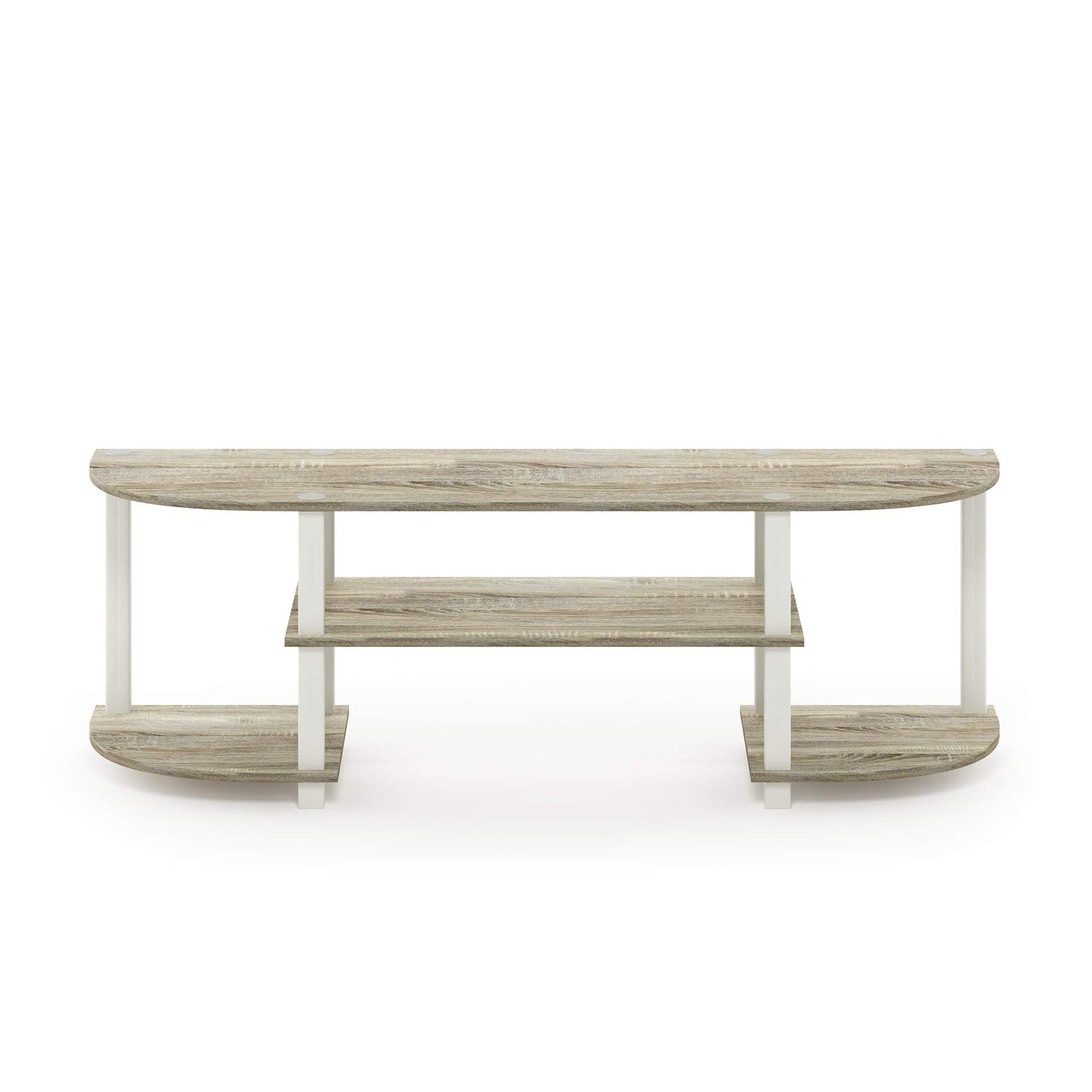 Furinno Turn-S-Tube Wide TV Entertainment Center, Sonoma Oak/White, 47. 25x13. 4x15. 9