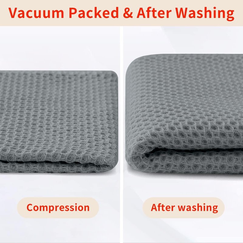 Homaxy 100% Cotton Waffle Weave Kitchen Dish Cloths, Ultra Soft Absorbent Quick Drying Dish Towels, 12 x 12 Inches, 12-Pack, Grey