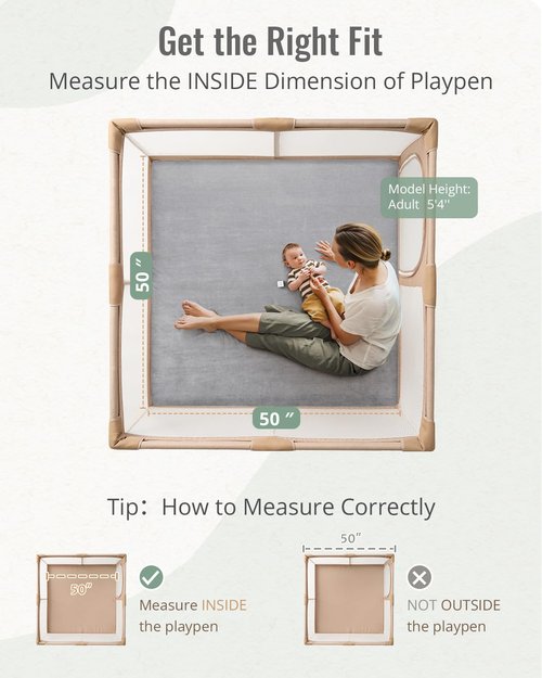 Blissful Diary Thick Baby Play Mat - Ultra Soft 50x50 Crawling Rug with Washable Cover | Light Grey