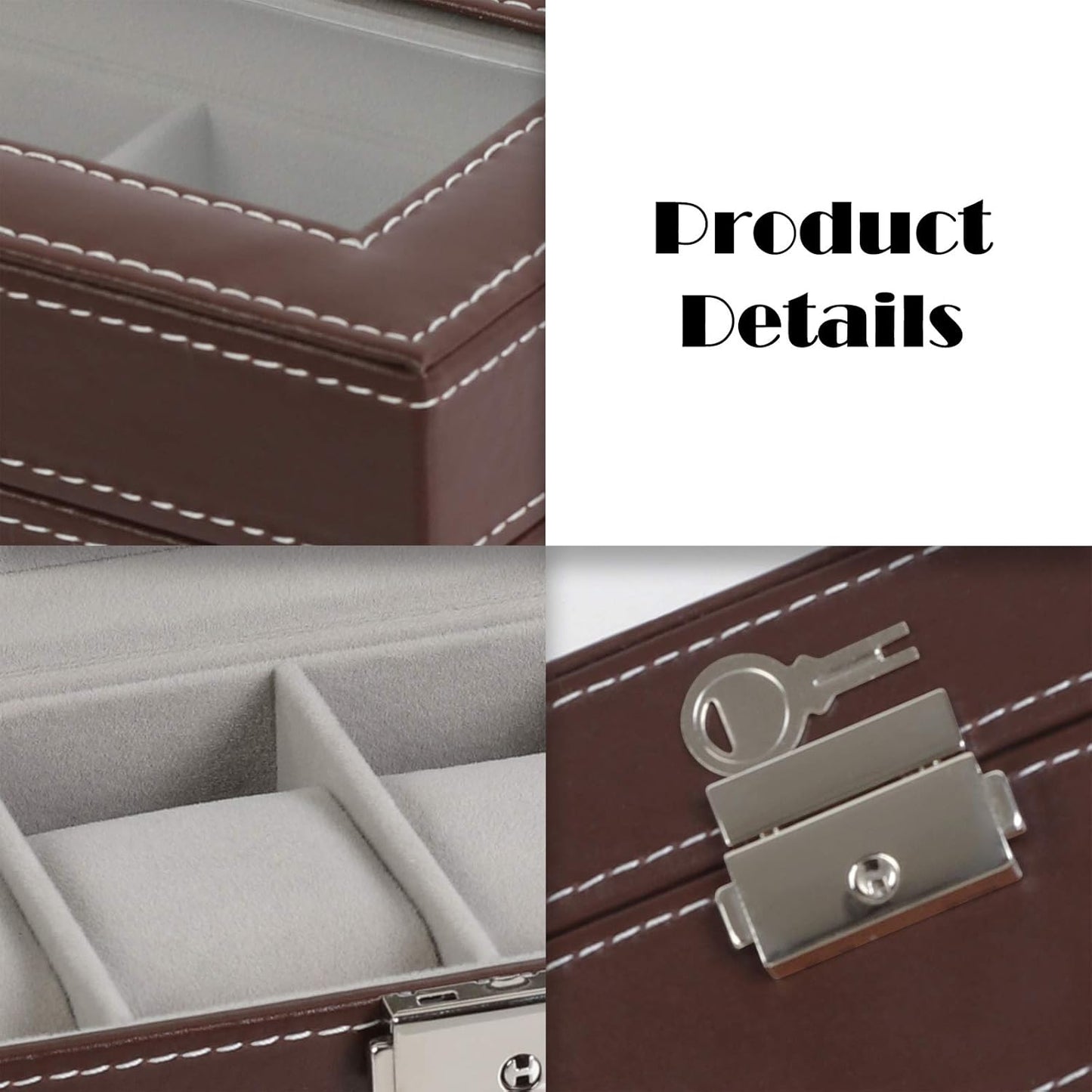 Men's Black 6-Slot Watch Box Organizer | Elegant Display & Storage Case
