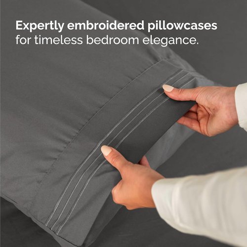 Charcoal Twin Size 3 Piece Sheet Set by Hotel Luxury | Comfy, Breathable & Cooling - Ultra-Soft, Deep Pockets, Wrinkle-Free
