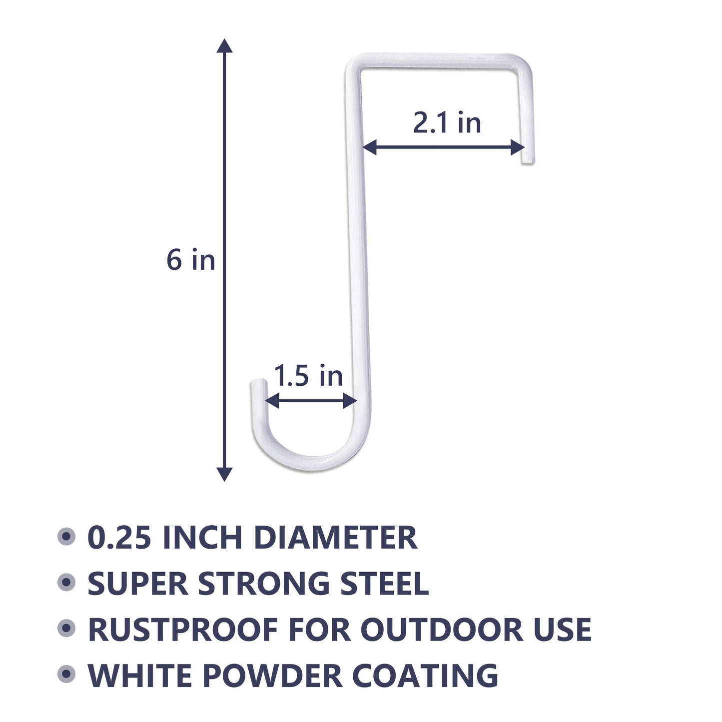 JOYSEUS 12pcs Vinyl Fence Hooks, 2 x 6 Inches Patio Hooks, White Powder Coated Steel Fence Hooks Hangers for Hanging Plants, Lights, Pool Equipment…