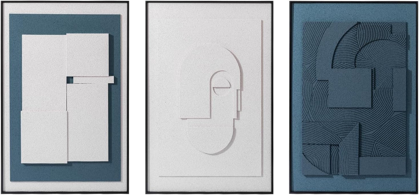 AMAATE 3D Sandstone Wall Art - Black Metal Framed Modern Abstract Relief Decor | 24x36 Inches, Ready to Hang