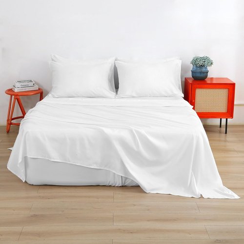 Air Mattress Sheet Set - Queen Size 6-Piece Deep Pocket Sheets for 16-24 Inch Air Beds | Easy Inflate Access, White