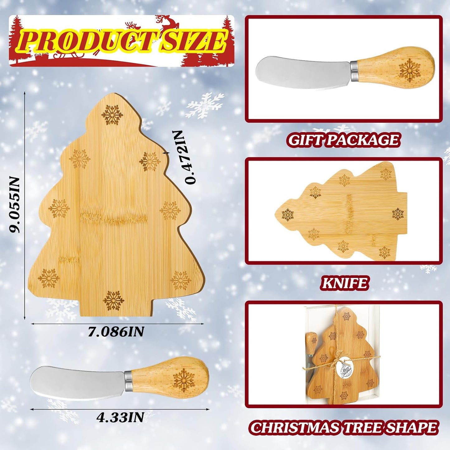 Kigley 6 Pcs Christmas Tree Cutting Board,Christmas Tree Charcuterie Board for kitchen,Christmas Tree Shaped Wood Cutting Board,Christmas Wooden Serving Tray,Christmas Decoration Charcuterie Boards