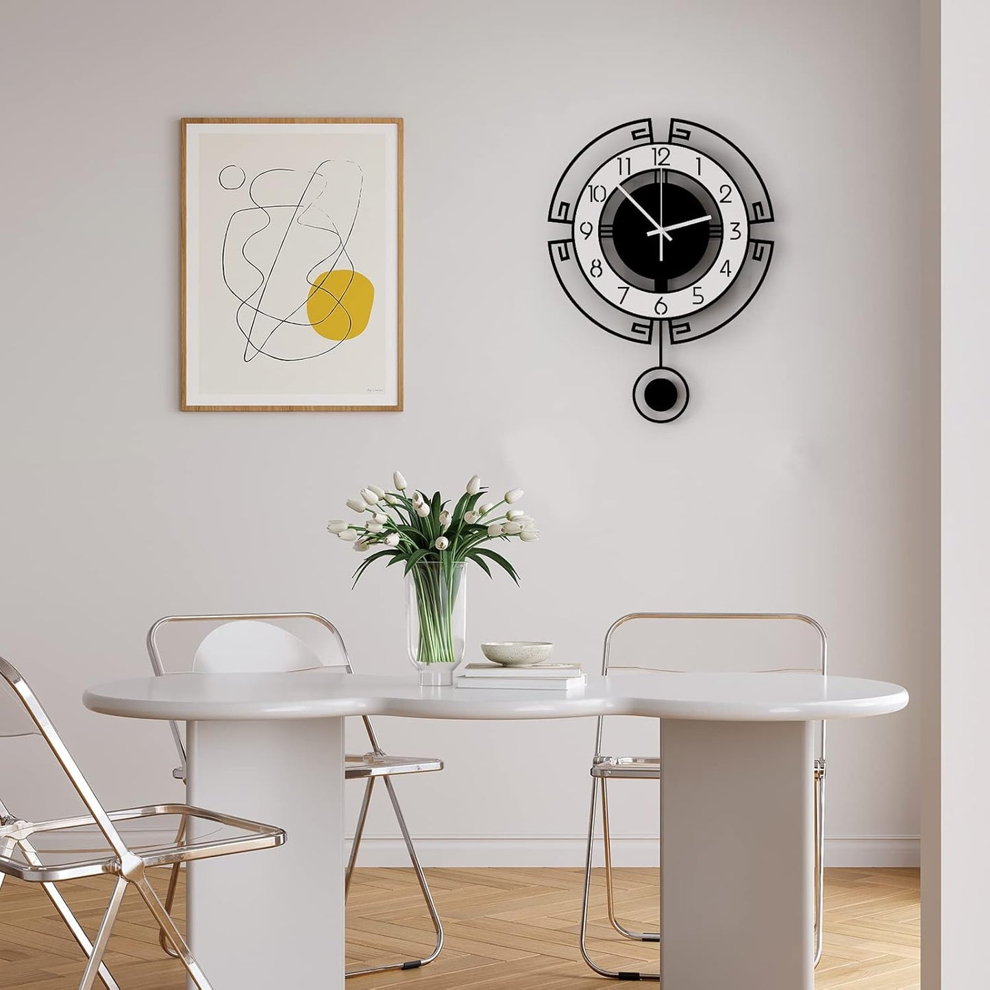 MEISD Modern Decorative 21 Inch Big Silent Wall Clock for Living Room, Bedroom, Kitchen, Home Office - Battery Operated, Analog Display