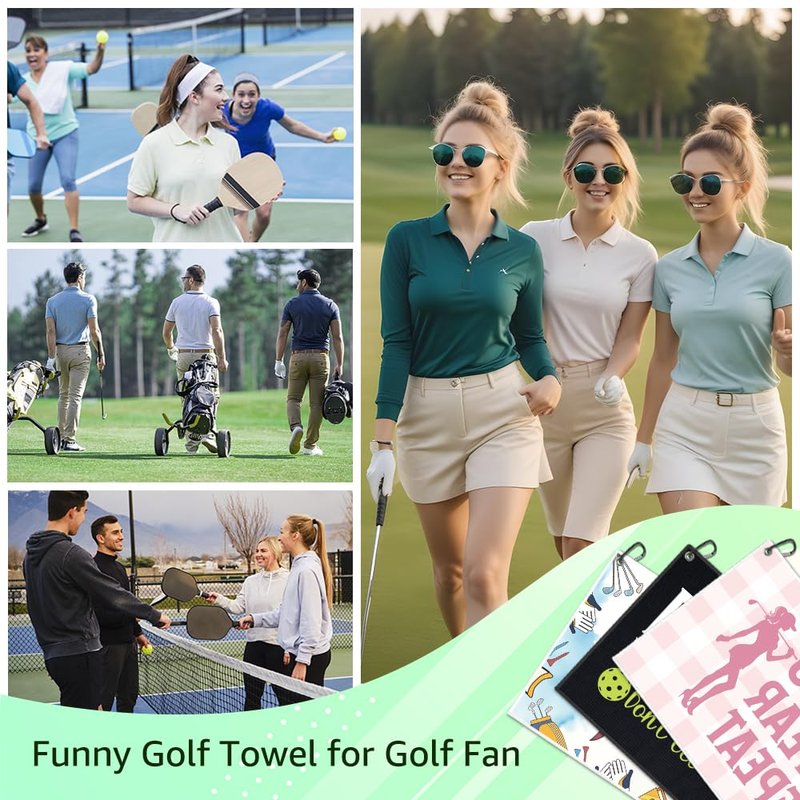 WUUCKOO Funny Golf Towel for Golf Bags with Clip, Golf Accessories for Women, Mothers Day Birthday Retirement Gifts for Mom Ladies Grandma Aunt Wife (Pink)