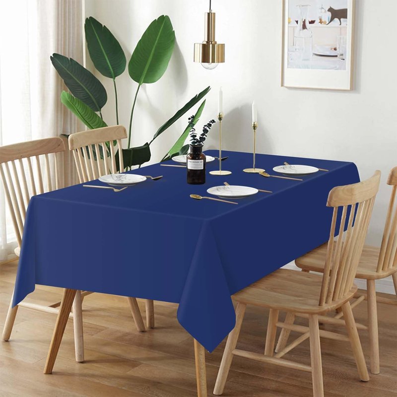 QIKSION Navy Blue Plastic Table Cloth Disposable 12 Pack, 54 x 108 Inch Tablecloths for Party, Graduation, Patriotic, Veterans Day Decorations, Dark Blue Rectangle Table Cover