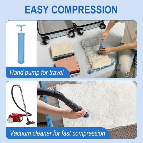 Fygrip Vacuum Storage Bags - 80% Space Saver with Hand Pump | 20 Combo for Clothing & Travel