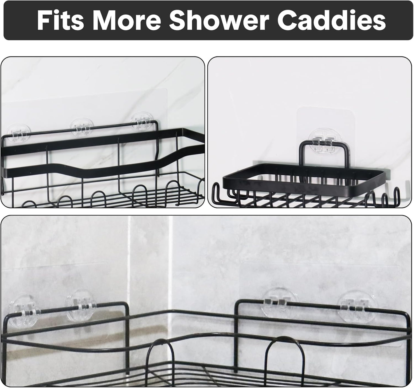 Lsnisni Shower Caddy Adhesive Hooks - 20 Pack Waterproof, Strong Adhesive, No Drilling | Ideal for Bathroom & Kitchen Storage