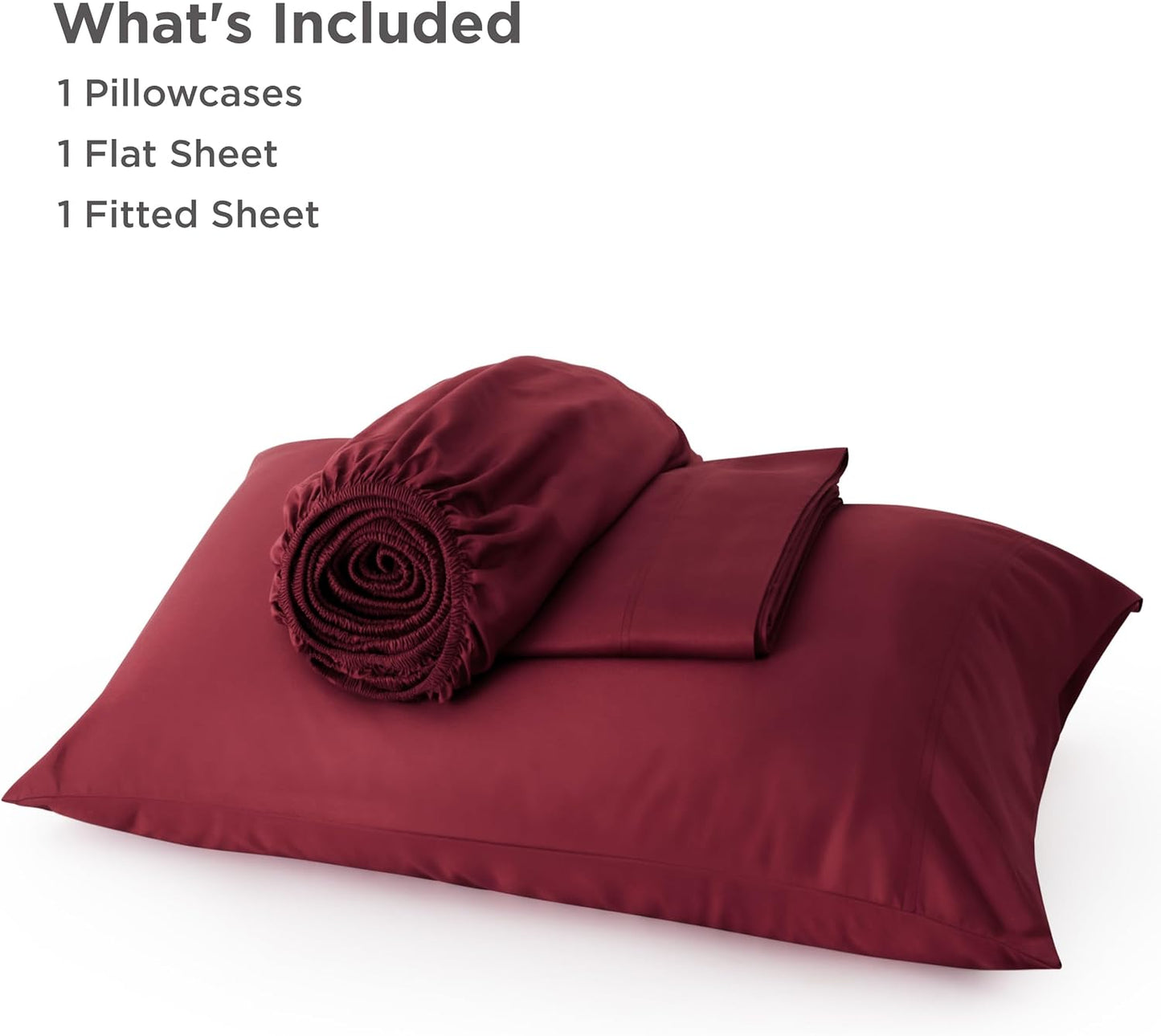 Bedsure Cooling Twin Sheets - Breathable Rayon from Bamboo | Soft & Silky Hotel Luxury Bedding in Burgundy