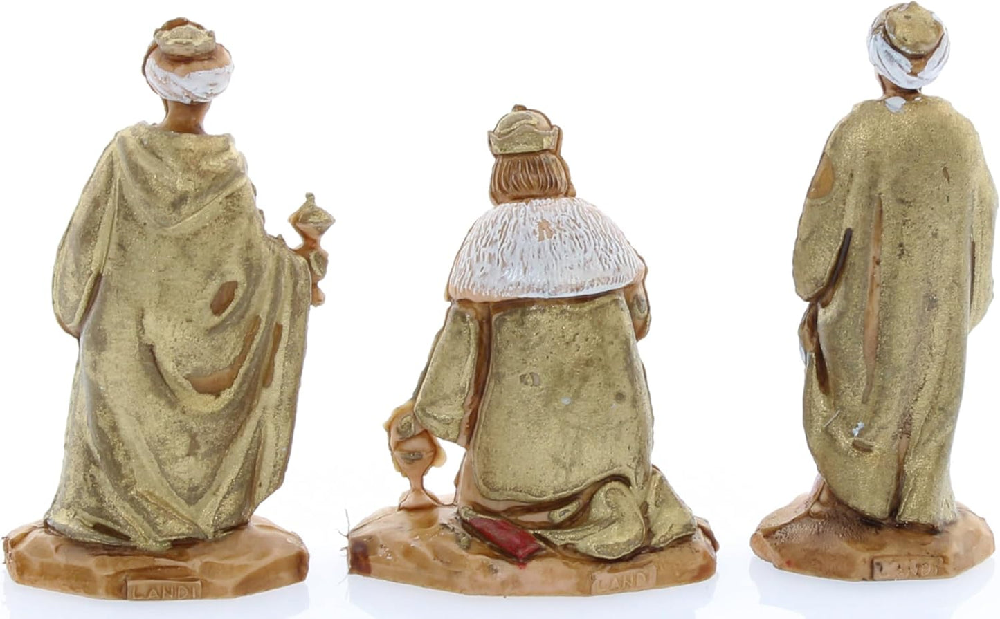1.38-Inch Indestructible Three Wise Men Figurine – 18th Century Style, Hand-Finished by M. Landi, Made in Italy