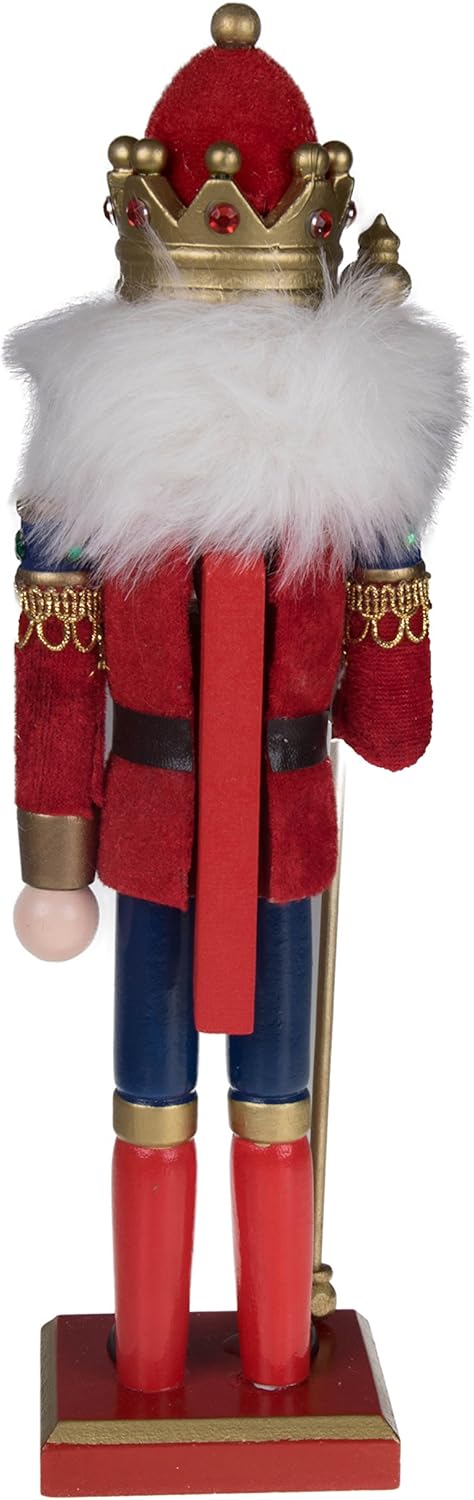 Red Prince 12-Inch Wooden Nutcracker - Festive Christmas Décor for Shelves & Tables