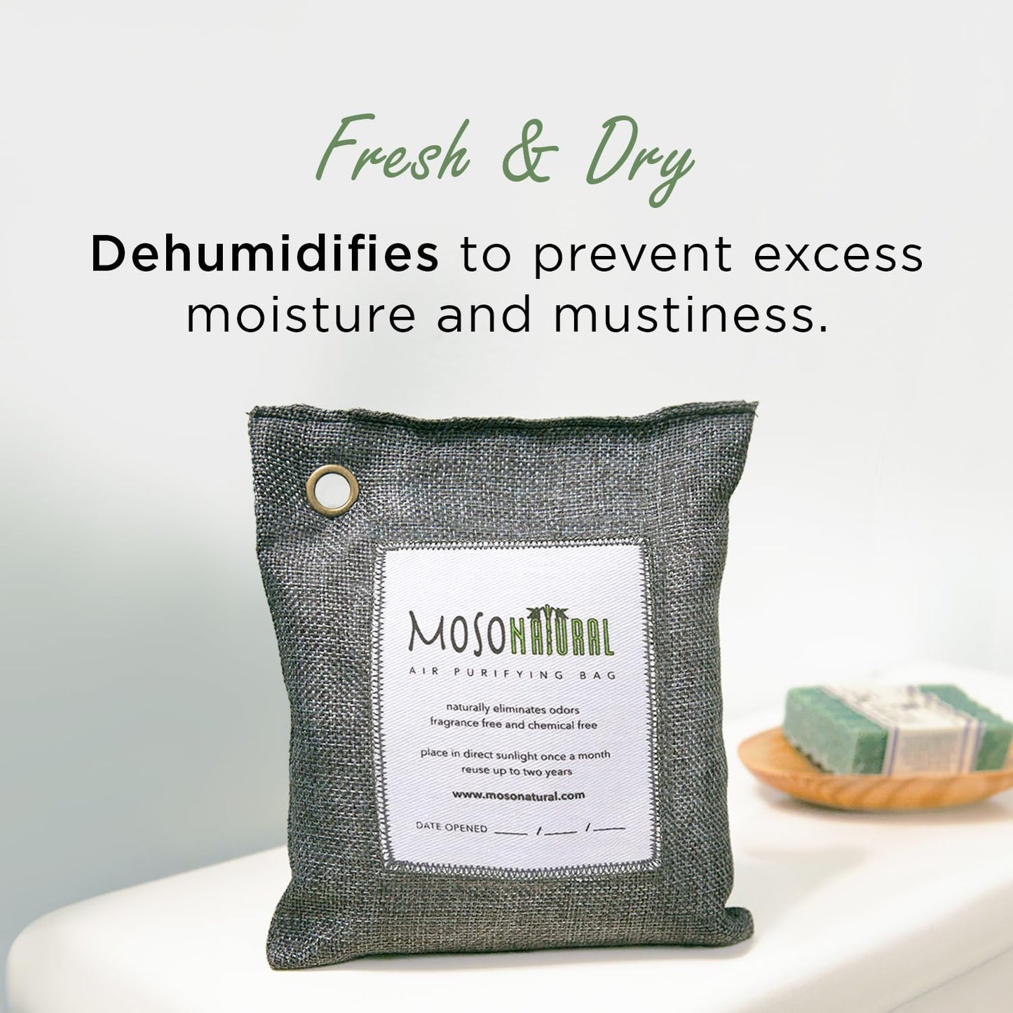 Moso Natural Air Purifying Bag 200g (4 Pack) | Premium Bamboo Charcoal Odor Absorber for Home & Car | Closet Odor Eliminator, Small Room Deodorizer & Car Air Freshener | Long Lasting Charcoal Bags