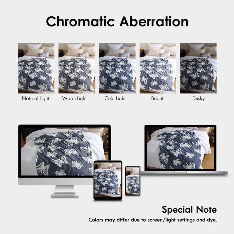 ClevaHome Super Soft Butterfly Pattern Throw Blanket - Ultra Cozy Warmth, Plush Fleece for All Seasons, Decorative and Comfortable, 50x60 inches