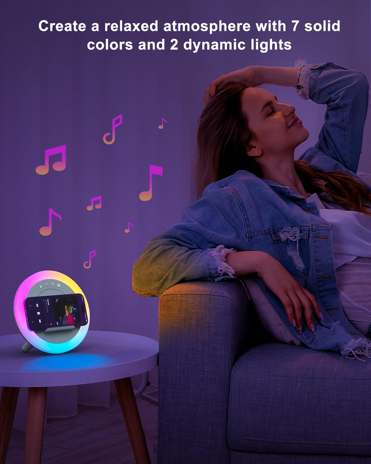 DTIDMI Night Light Bluetooth Speaker,Wireless Charger Stand LED Music Lamp,Color Changing Modern Bluetooth Lamp, Best Teenage Girls Boys Gifts/Christmas Gifts for Teen (6.6inch)