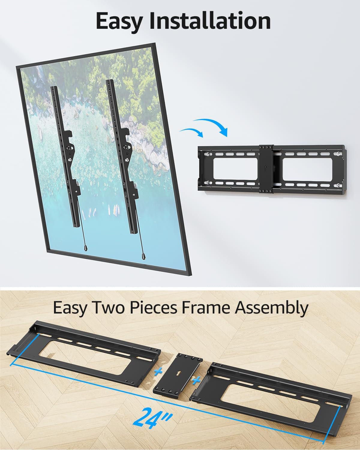 MOUNTUP Tilting TV Wall Mount Bracket - Fits 37-82 Inch Flat Screen & Curved TVs | Max VESA 600x400mm, Holds 132 lbs