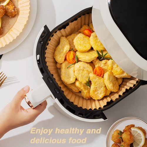 Ailun Air Fryer Paper Liners - 100PCS Non-Stick Parchment Paper | 6.5 Inch, Oil Resistant & Disposable