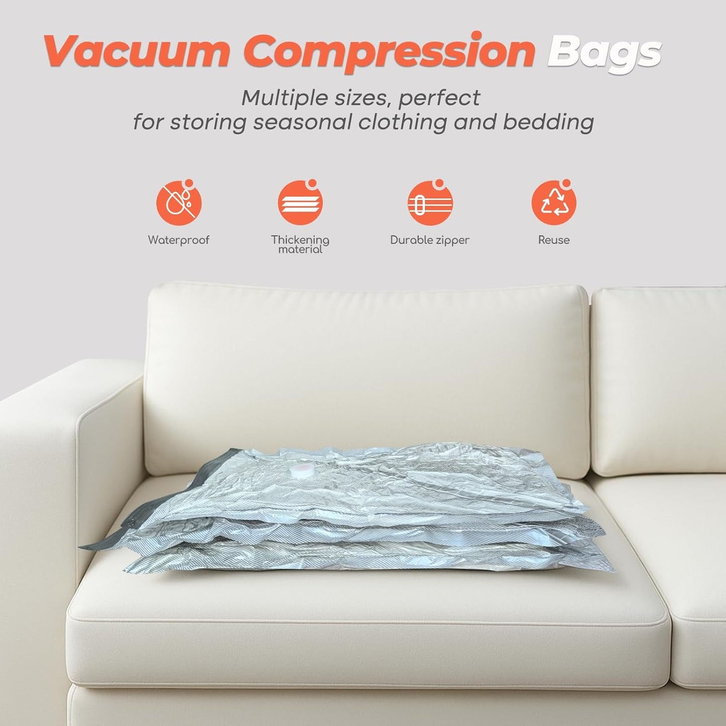 Vacbird Vacuum Seal Bags - 12 Pack Compression Storage Bags with Cordless Pump | Space Saver for Clothes & Bedding