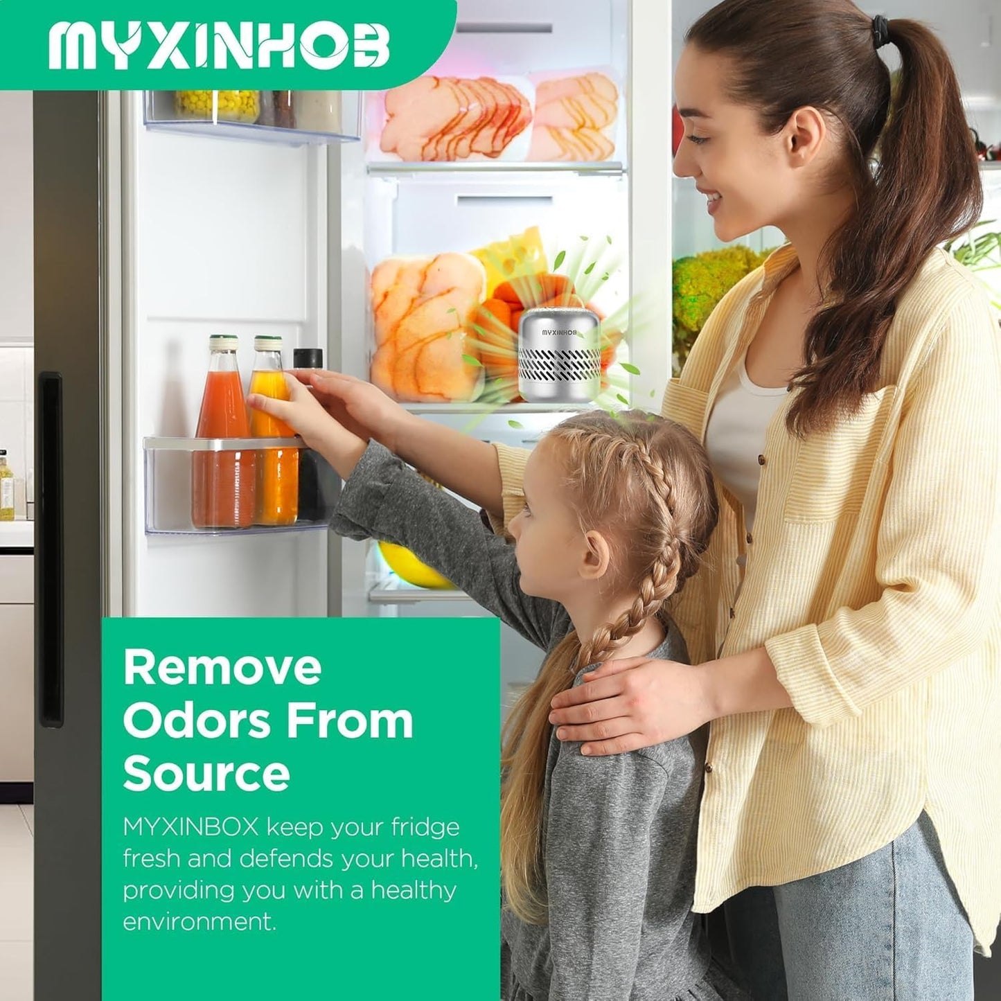 Skiennix Refrigerator Deodorizer - Long-Lasting Odor Eliminator | Silver Grey Design