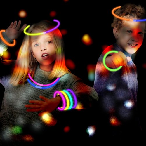 Glow Sticks Party Pack 8"-50, Light up Bracelets & Necklaces Accessories for Kids, 250th Anniversary 4th of July Neon Glow in the Dark Party Favor Supplies Decoration for Camping Wedding Dance Parade