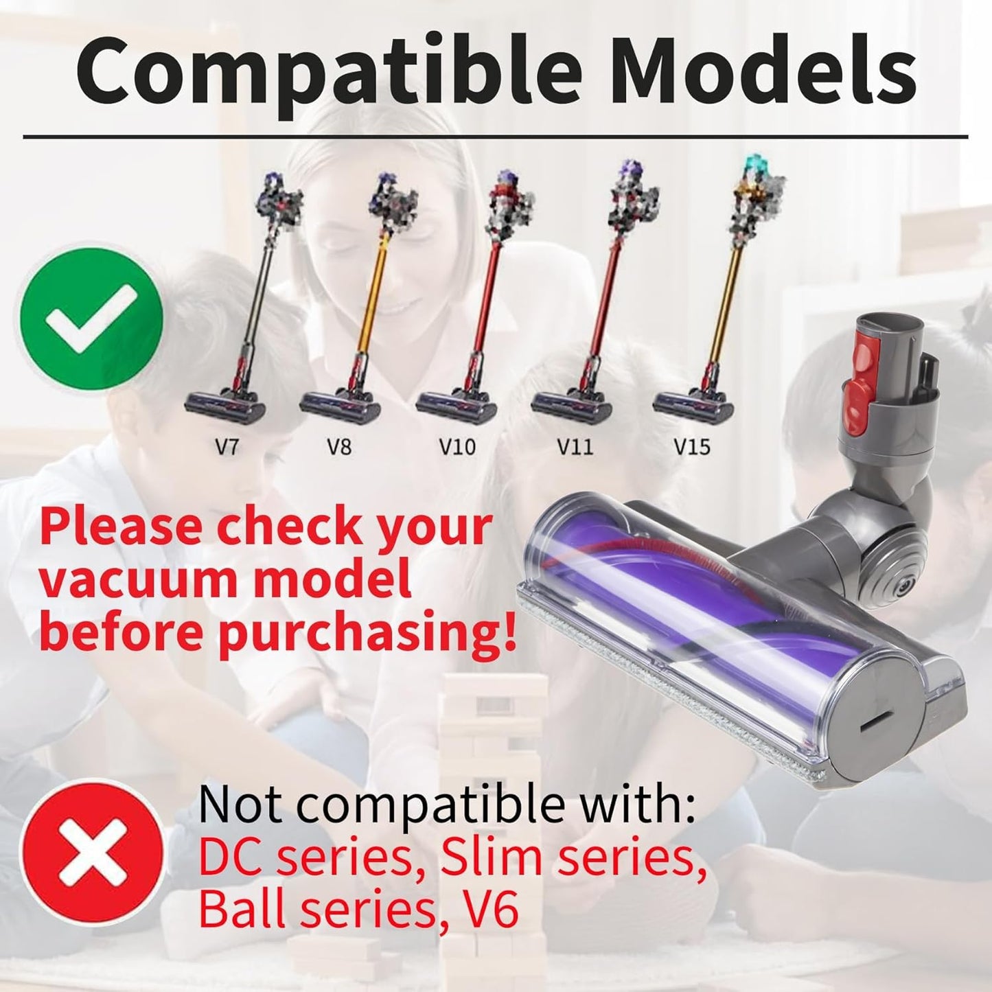 Quick-Release Motorhead Cleaner Compatible with Dyson V7 V8 V10 V11 V12 V15 Gen 5 SV10 SV11 SV12 SV14 SV20 SV22 SV24 Vacuums Cleaner Head for Hardwood Floor Carpets