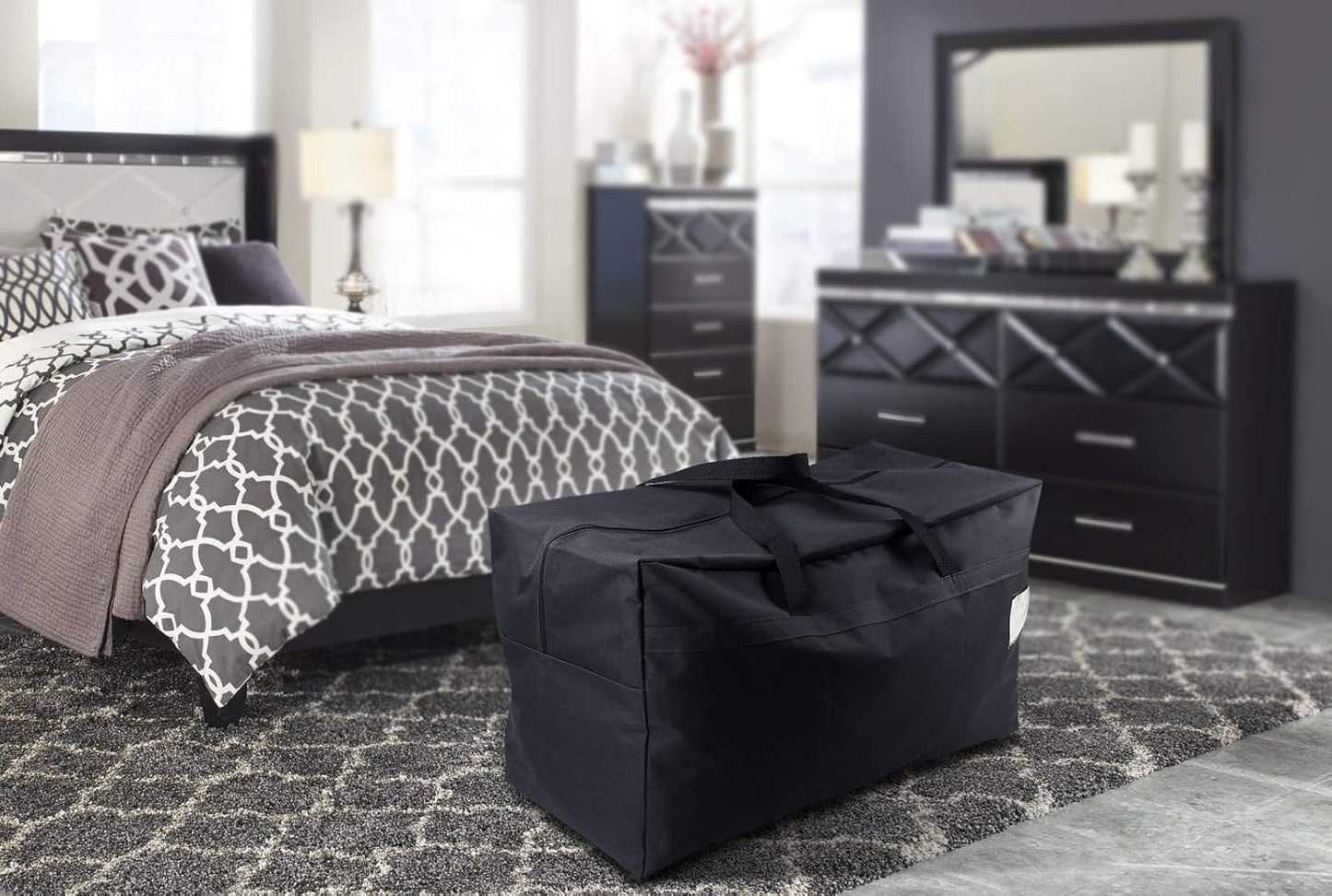 3-Side Zip Open Storage Bag for Christmas Trees & Party Ornaments - 27.5x16.5x13.8, Black Dots