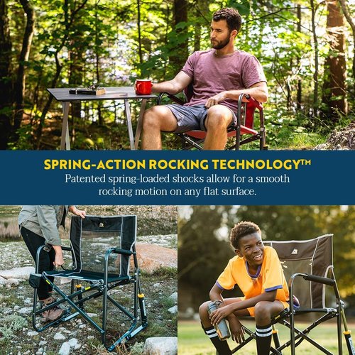 GCI Outdoor Freestyle Rocker Camping Chair - Portable Folding Rocking Chair with Drink Holder & Durable Armrests - Royal Blue