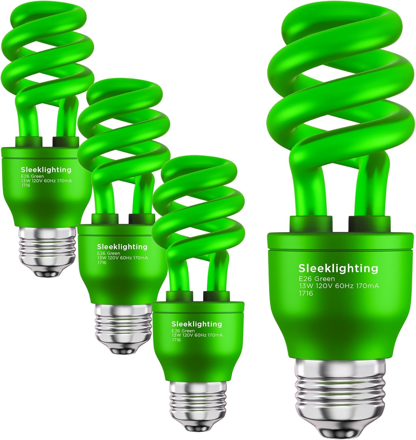 13W Orange Spiral CFL Light Bulb - UL Approved, E26 Medium Base, Pack of 4