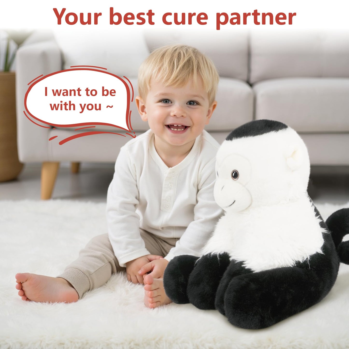 Niuniu Daddy 14" | 3.5 Pound Monkey Weighted Stuffed Animal for Kids Adults, Heavy Capuchin Monkey Pillowfort Plush Toys, Weighted Beads for Stuffed Animals Body Pillow for Birthday Holiday Christmas