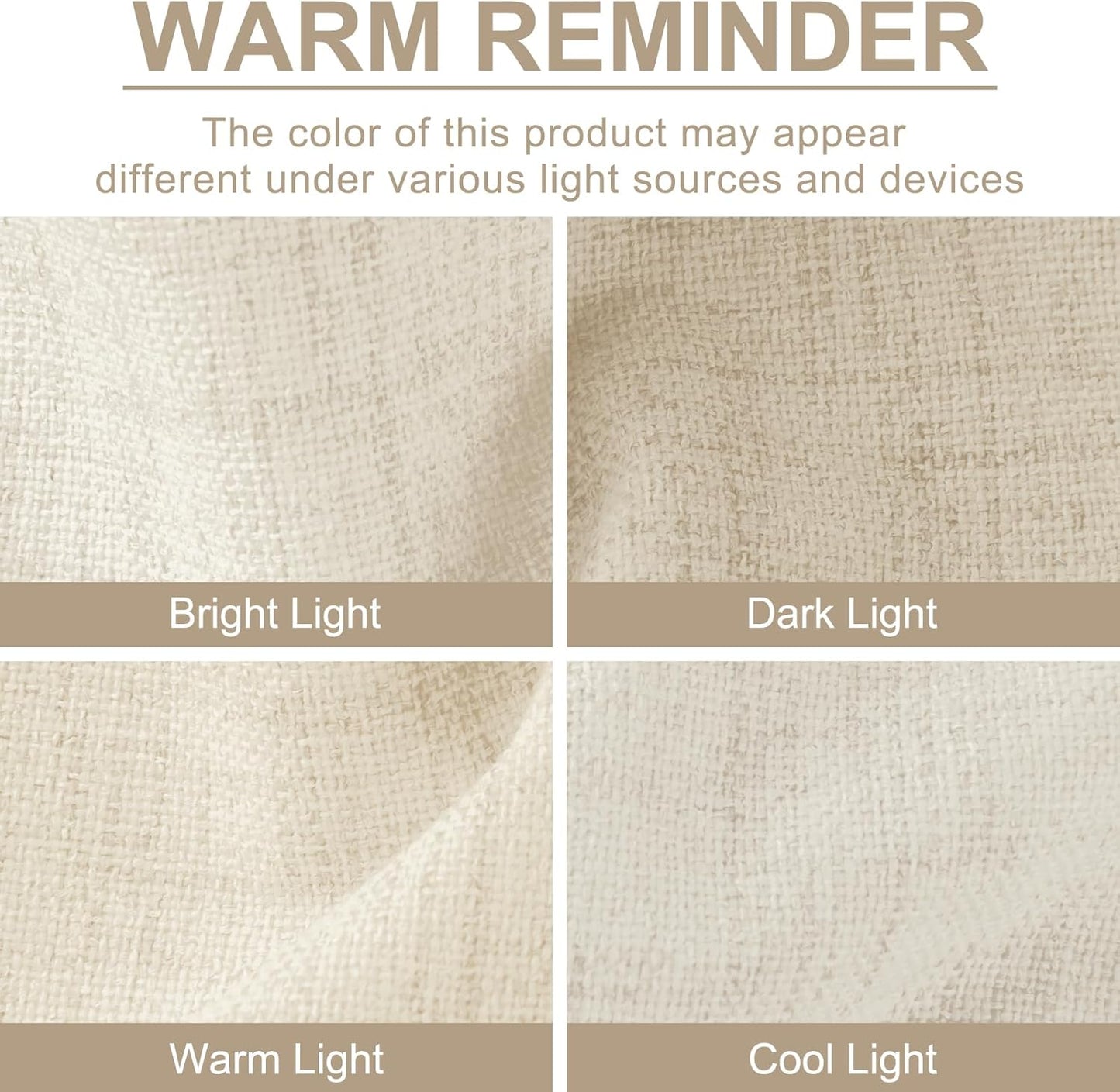 Skiennix 100% Blackout Linen Curtains - Thermal Insulated Drapes for Bedroom | 50" W x 84" L, Light Cream, 2 Panels Set