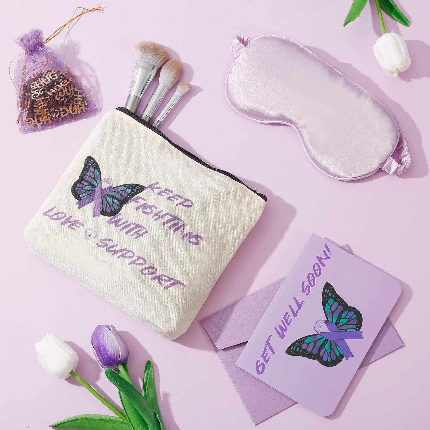 Cancer Care Gifts for Women, Chemo Care Package for Women,8PCS Breast Cancer Gifts for Woman ,Gifts for Cancer Patients,Get Well Soon Christmas Gifts basket for Women Includes Healing Blanket (Purple)