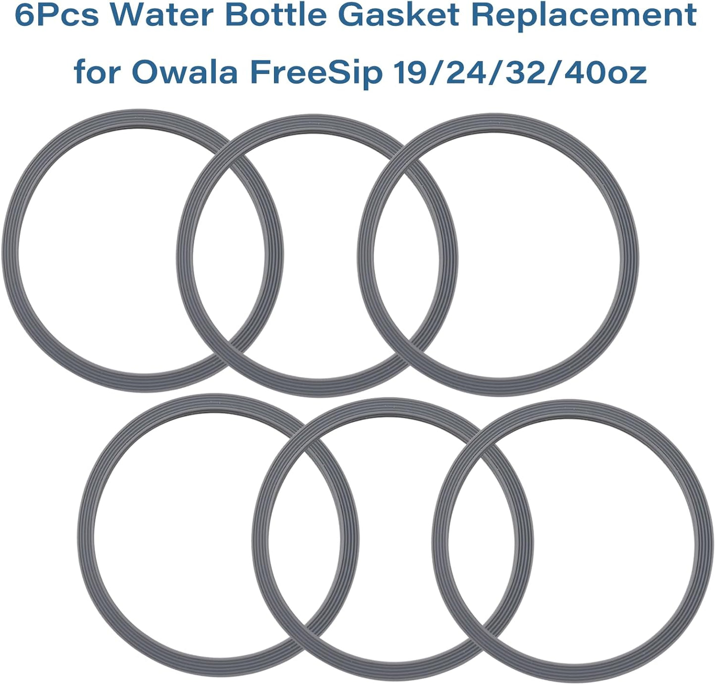 Owala | 6-Pack Water Bottle Gasket Replacement | Silicone Lid Seal O-Rings for 19/24/32/40oz Cups - Gray