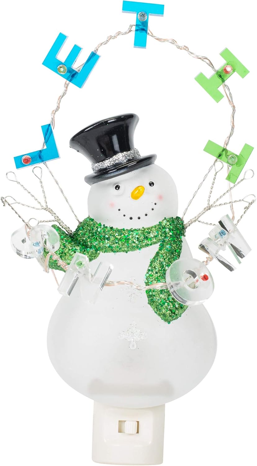 8-Inch Plug-in LED Snowman Christmas Night Light – Let It Snow Flicker Effect