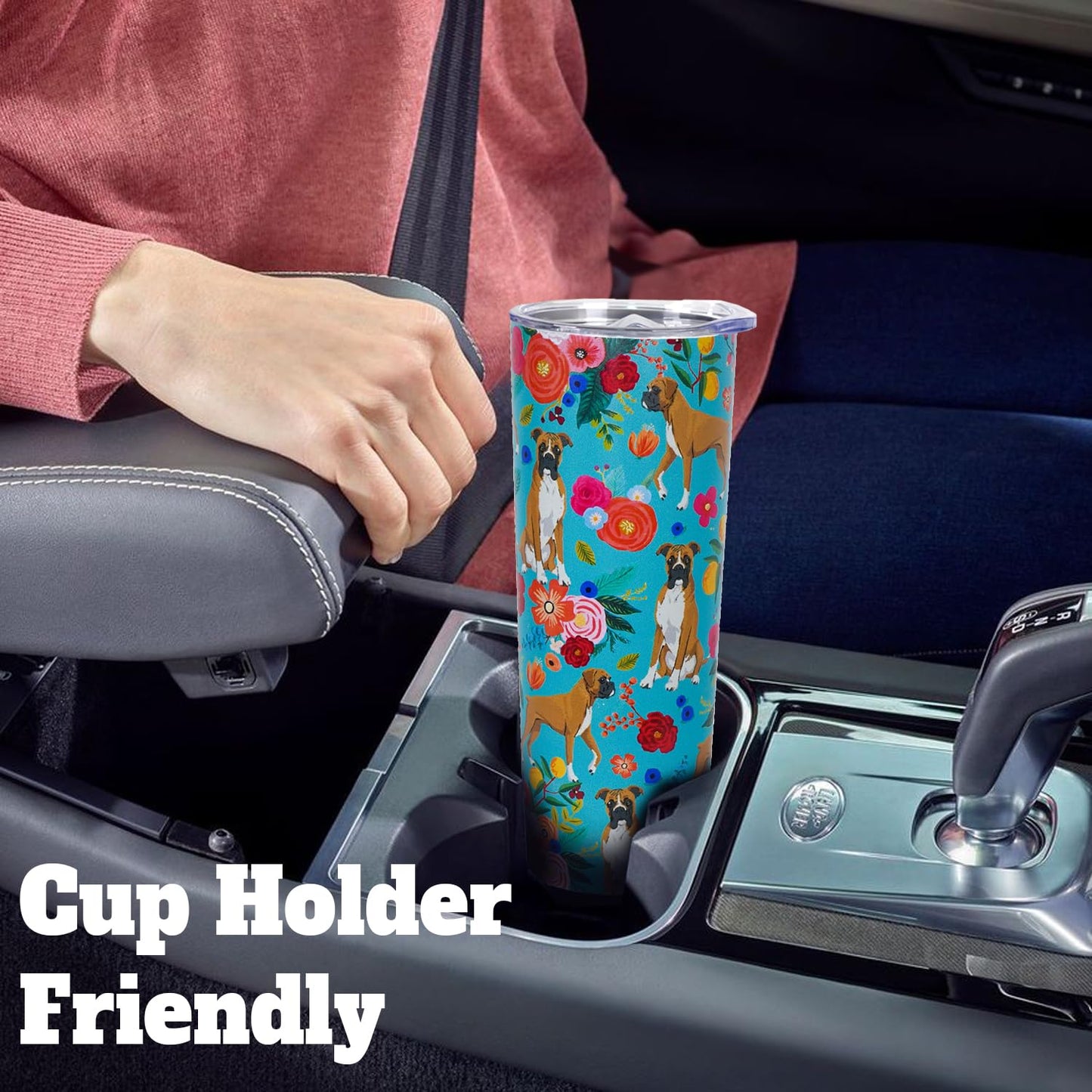 sxmluedn Boxer Dog Gifts for Women Cute Dog Tumbler Coffee Cup for Women Boxer Dog Travel Mug 20 Oz Stainless Steel Insulated Water Bottle With Lid and Straw