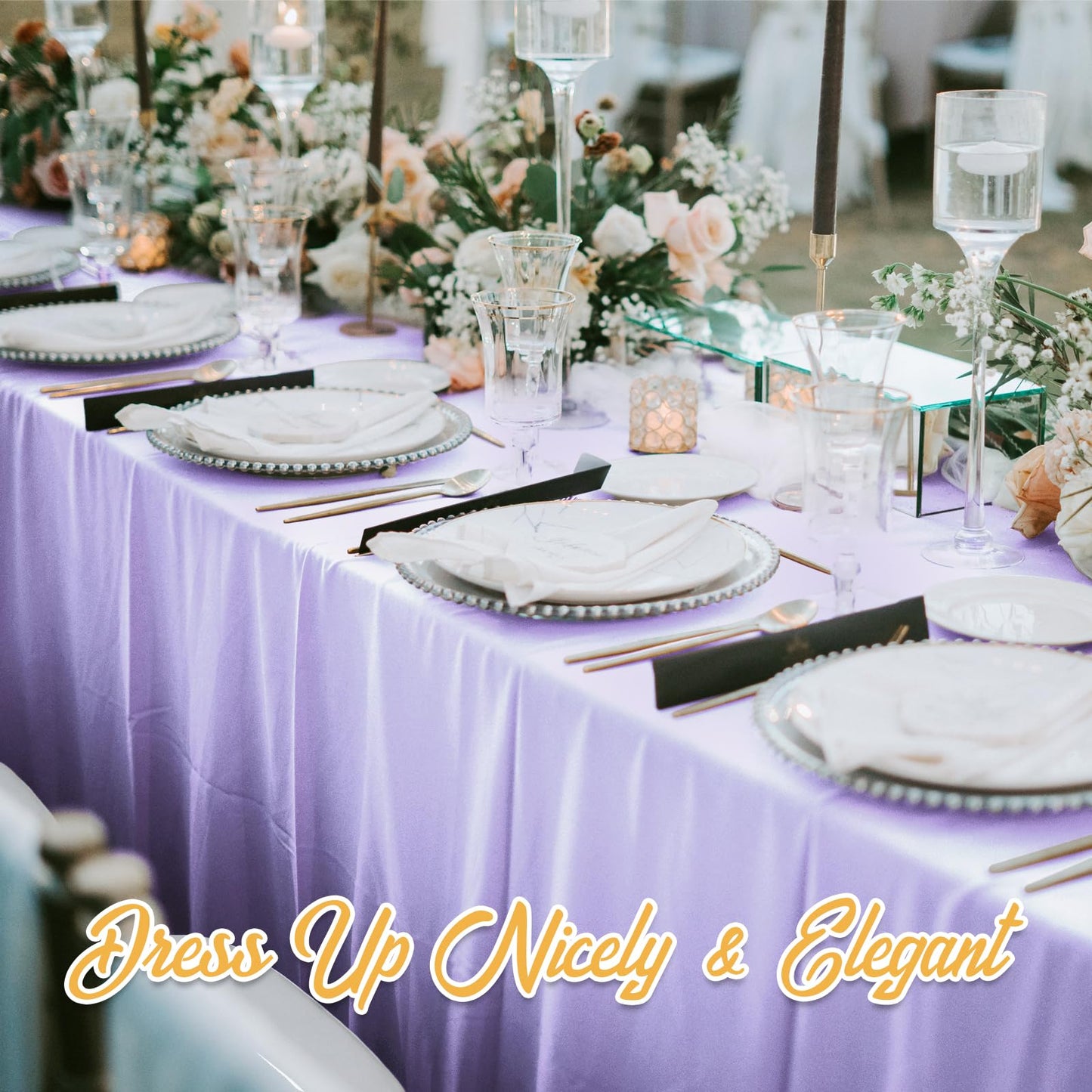 BRILLMAX 8 Pack Lavender Tablecloths 60 x 126 Inch for 8ft Rectangle Tables - 150 GSM Polyester Fabric, 15" Standard Drop, Water, Stain & Wrinkle Resistant Cloth Cover for Wedding Dining Buffet