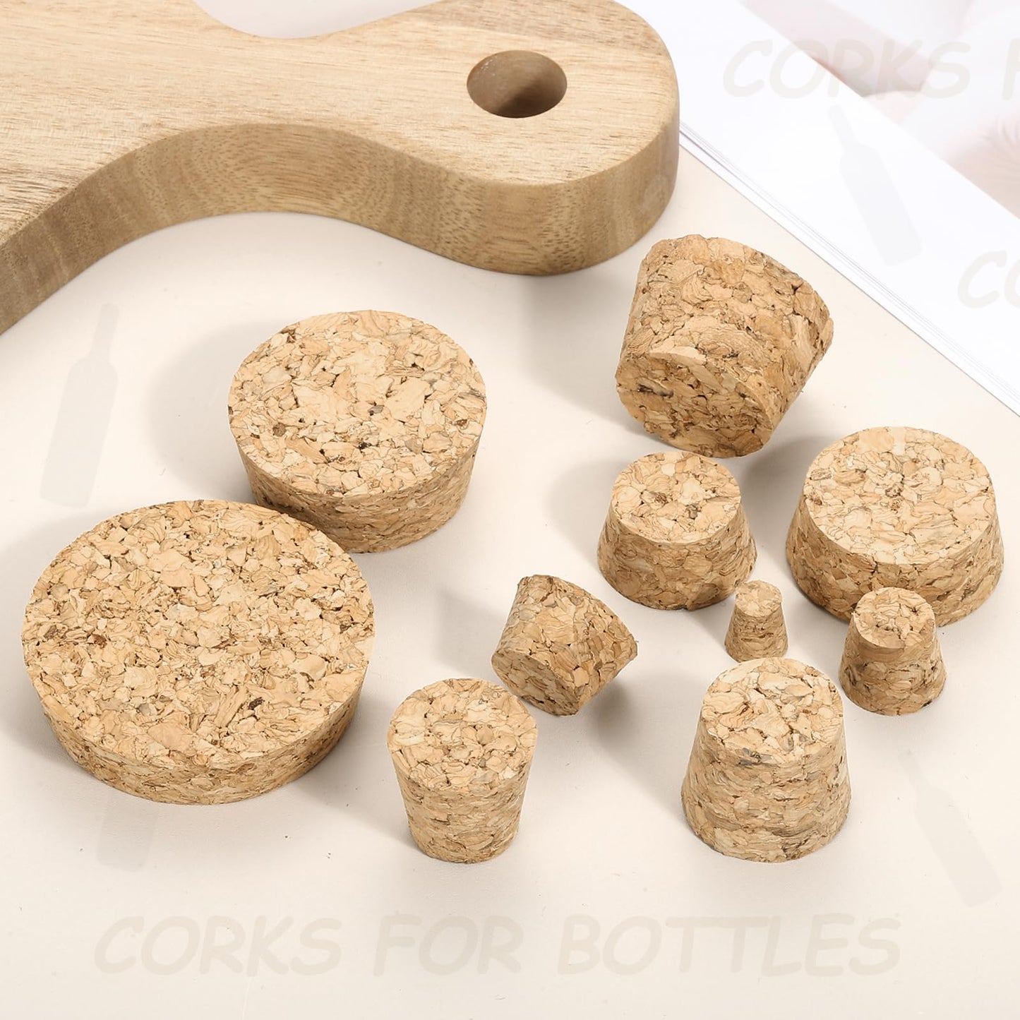 MECCANIXITY 20 Pcs Cork for Bottles Stoppers Cork Plugs, 0.35x0.24x0.39 Inch Soft Wood Natural Tapered Corks for Bar Restaurant DIY Crafts