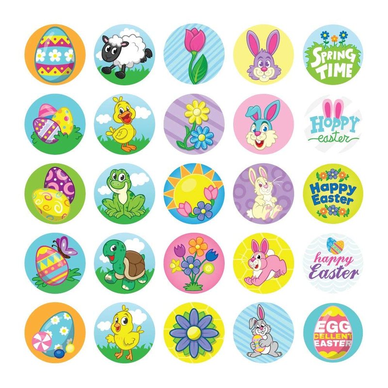 JOYIN Easter Crafts Assortment Kit with 500 Stickers, 144 Easter Shapes Adhesive, 60 Theme Temporary Tattoos and 6 Stampers (over 700 Pcs) for Egg Basket Stuffers Fillers