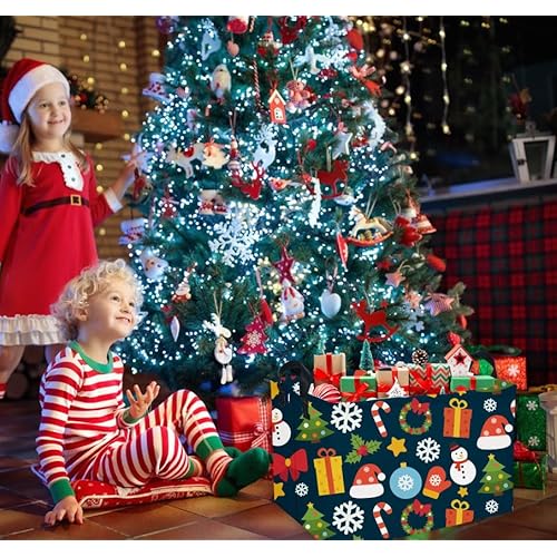 Essme Rectangular Christmas Basket,Cute Baskets Empty with Handles, Snowmen Basket Gifts for Kids Room Decor,Boys and Girls,Candy Bins.(Christmas).