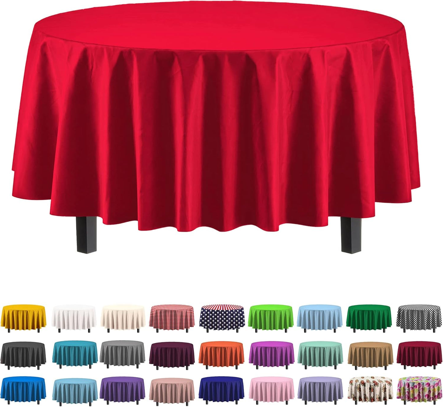 Ivory 84-Inch Round Tablecloth - 12-Pack Premium Plastic Party Supplies