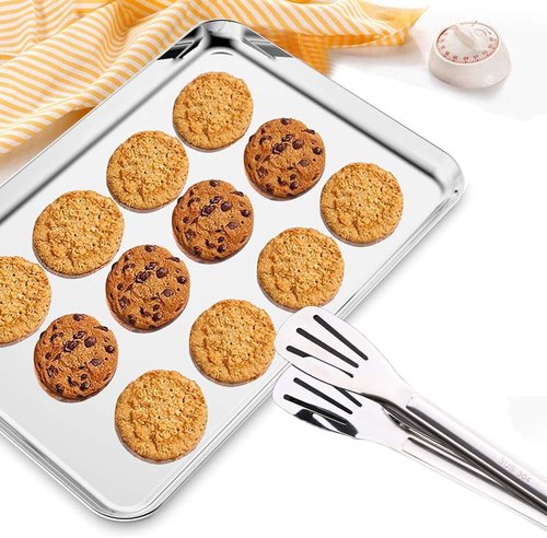 Bastwe Stainless Steel Baking Sheets Set of 2 - Healthy, Non-Toxic, Rustproof & Easy to Clean
