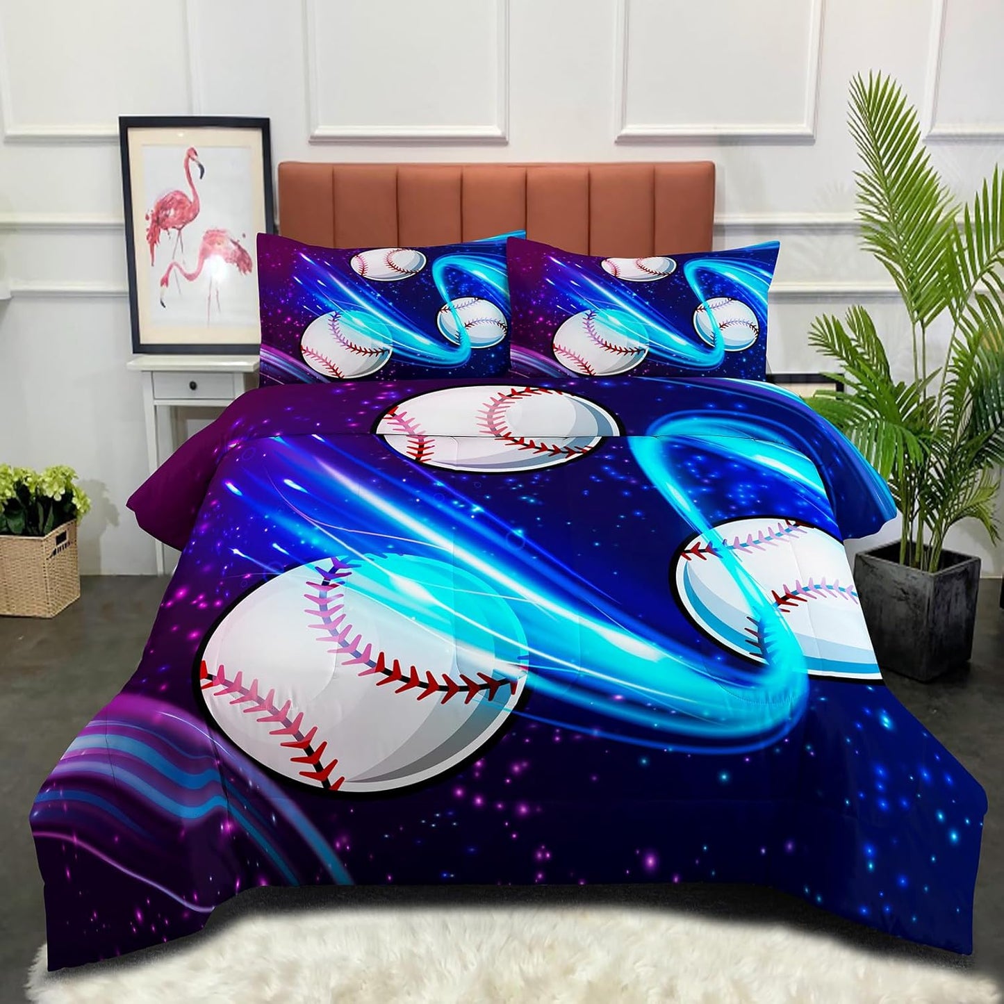 Peopleareok Unicorn Full Comforter Set for Girls Kids, Cute Pink Purple Unicorn Print Bedding Set Full, 5-Piece Bed in a Bag, Kids Cartoon Kawaii Comforter with Sheet Set