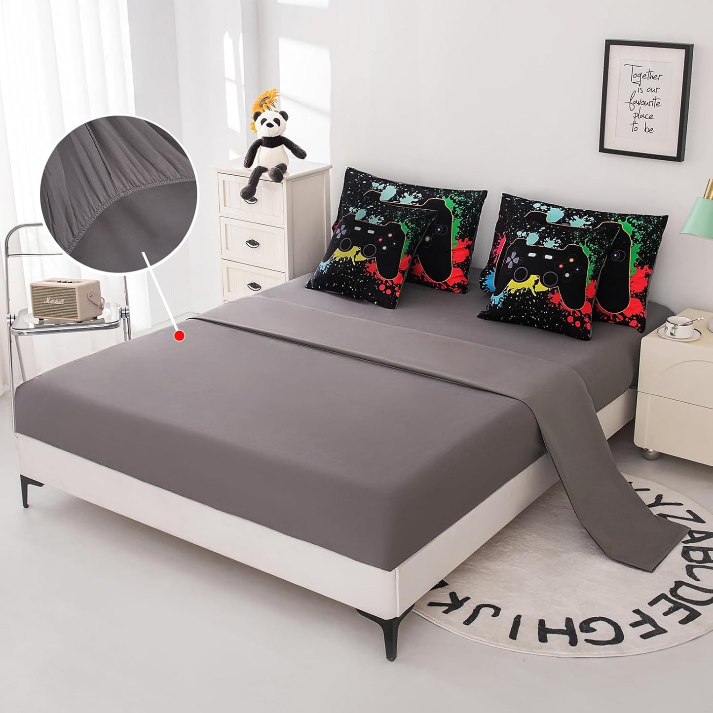 Dinosaur Bedding Full Size Sheets and Comforter Set, Boys Full Size Bedding Set Teen boy Comforter Set 7 Pieces Toddler Bed Sheets and Comforter Set for Boys All Season