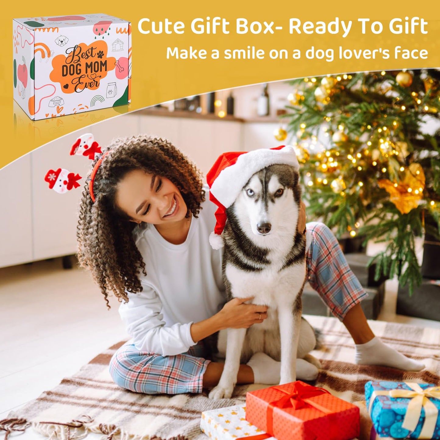 Dog Mom Gifts for Women Best Dog Mom Gifts Dog Gift Basket Cool Gifts for Dog Lovers Including Makeup Bag 20 oz Tumbler Keychain Socks Candle Bracelet Gift Card for Birthday Christmas Mothers Day