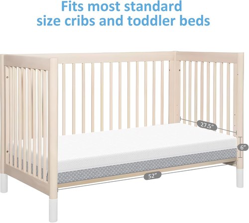 Dourxi Crib Mattress - Dual-Sided Comfort Memory Foam for Infants & Toddlers | Breathable Triple-Layer Design - White & Grey