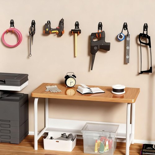 GeeWatom Garage Storage Utility Hooks - Durable Steel Wall Mount Tool Organizer | 2 Pack (Black)